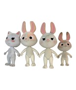 Honey Bee Acres Vintage Flocked Bunny Lot &amp; Kitty Cat Figurines Set Of 4... - £10.81 GBP