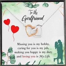 Girlfriend Necklace Message Card Missing You is My Hobby Inseparable Love Pendan - £42.54 GBP