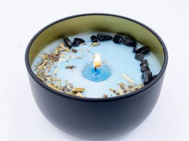 Protection Crystal Candle ~ 8 Ounce ~ Sage Scented For Spells, Rituals, ... - £9.39 GBP