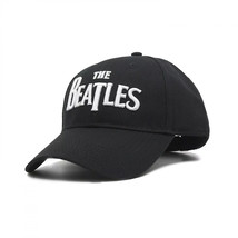 The Beatles 3D Embroidered Logo Snapback Hat Black - £22.87 GBP