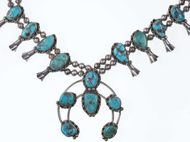 Vintage Navajo Sterling/Turquoise squash blossom necklace - £1,081.48 GBP