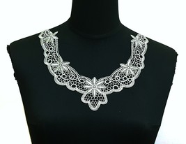 2pc Seagreen Grayish Green almost Grey Neckline Collar Lace Patch Appliques A66 - £7.18 GBP