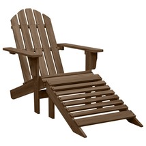 Garden Chair with Ottoman Wood Brown - £49.69 GBP
