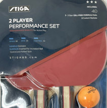 STIGA Performance 2 Player Ping Pong Set 2 Table Tennis Rackets 3 Balls NEW image 2