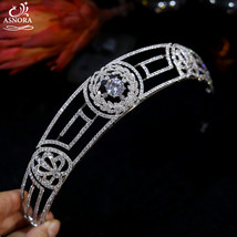 Classic European Style Queen Crown Wedding Tiaras CZ Crystal Headband We... - $139.97