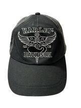 Black  &amp; Gray Harley Davidson Hat Cap One Size Adjustable Strap EUC - $28.50