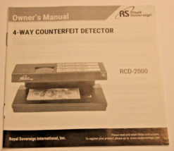 OWNER’S MANUAL - ROYAL SOVEREIGN RCD-2000 4-WAY COUNTERFEIT DETECTOR - £2.39 GBP