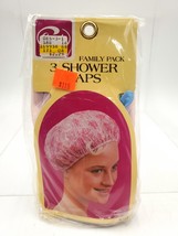 NOS Vintage Goody Family Pack Shower Cap Pink Blue Yellow Retro Hair  - $22.95