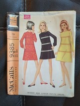 Vtg McCalls 9385 1960’s Sewing Pattern Misses Juniors Size 10 32.5 Petite Dress - £7.46 GBP