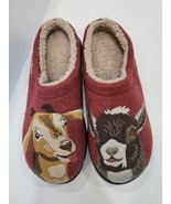 LL Bean Slippers Womens Daybreak Maroon Goat Motif Sherpa Slippers Size:... - $35.10