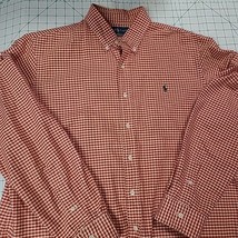 Ralph Lauren Orange White Checkered Long Sleeve Shirt Men’s XL Heavy Cotton - £10.99 GBP
