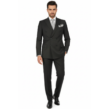 Men Suit BERLUSCONI Turkey 100% Italian Wool 180's Double Breasted #Ber23 Gray image 9