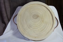 Household Item (new) WOODEN TRAY - ROUND TRAY W/ HANDLES 11.75&quot; ACROSS - £28.01 GBP
