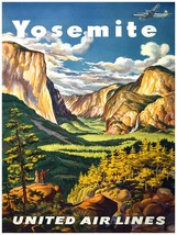 9624.Yosemite Poster.Airplane flies over national park.Decor Home Office art - $17.10+