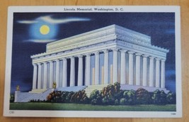 Lincoln Memorial At Night Exterior Washington DC Vintage Linen Postcard  - £3.40 GBP
