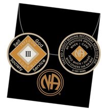 3 Year Orange and Black NA Medallion Official Narcotics Anonymous Chip IIII Purp - £30.85 GBP