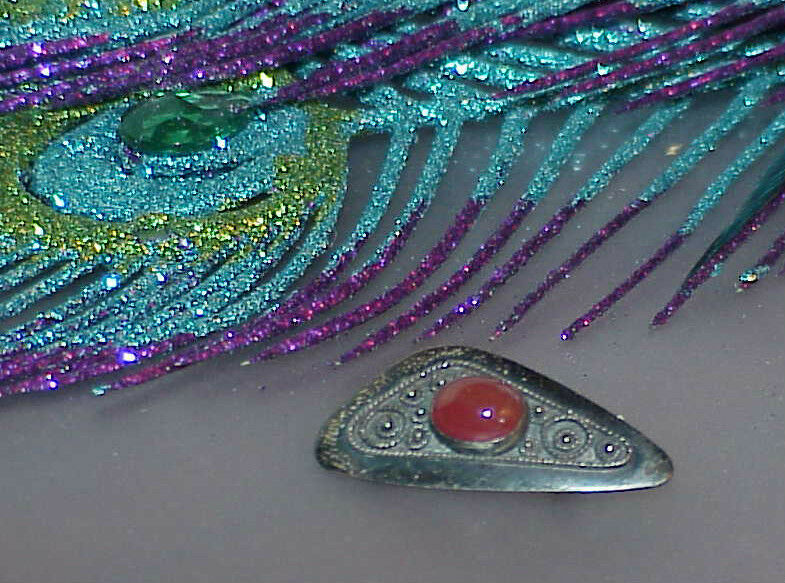 VINTAGE JUDAICA YEMENITE CORAL FILIGREE SILVER STERLING MID CENTURY PIN ... - $19.79