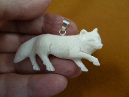 (j-wolf-32) white Wolf PENDANT water buffalo material sterling love Canis lupus - £21.66 GBP