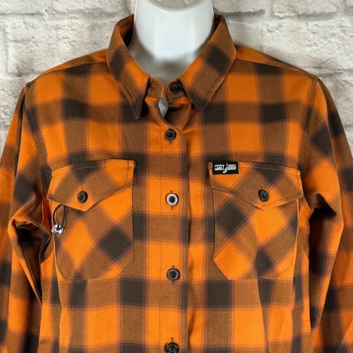 Dixxon Flannel Co Cody Jinks Donna Medio Camicia D-Tech Orange Plaid Lun... - $114.34