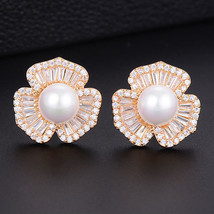 18Flower Imitation Pearl Fashion Cubic Zirconia Women Engagement Party NightOut  - £19.51 GBP