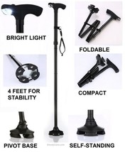 Self Standing Cane With Light - Foldable - Adjustable - Hurry Before The... - £22.79 GBP