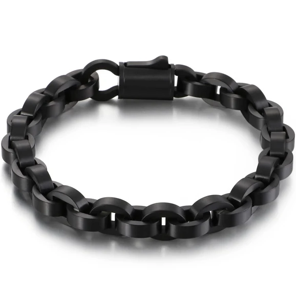 22.5CM Long 9MM Thick O Chain Bracelet Men Black Plated Stainless Steel Man Brac - $40.42