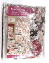 Open Pack Popular Bath Secret Garden Burgundy Shower Curtain With Scarf ... - £18.87 GBP