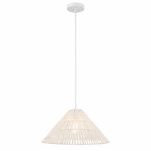 1 Light C1 Certified Off/White Farmhouse Rustic Fabric Metal Dimmable - $138.59