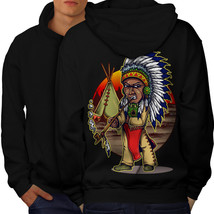 Native Indian Man Sweatshirt Hoody Cartoon Men Hoodie Back - £16.83 GBP