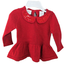 Koala Kids Girls 0 to 3 Months Red Long Sleeve Sequin Peplum Tunic Top New - £9.91 GBP