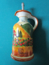 Vintage Italy Majolica Pair Of Oil Decanters Cruet Cork Pourer 5 1/2&quot; [*117] - £51.27 GBP