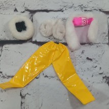 Barbie Clothing Lot Yellow Rainpants and White Fur Cape and Accessories  - $11.88