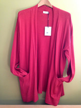 NWT ONIA Designer Spanish Red Sarah Cotton Cashmere Cardigan Open Sweater S $225 - £100.19 GBP