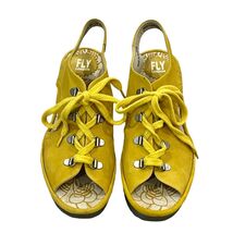 Fly London Womens Yellow Leather Wedge Sandals Size 40 - $91.20