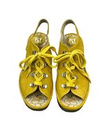 Fly London Womens Yellow Leather Wedge Sandals Size 40 - $1,645.02 MXN