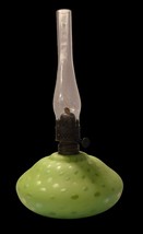 Antique Green Satin MOP Empress Raindrop Pattern Miniature Oil Lamp E. M. Burner - £193.50 GBP