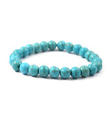 Natural Turquoise Gemstone Round Beads Stretchable Unisex Bracelets - $25.99