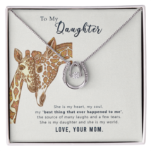 To my daughter-she is my heart Lucky Horseshoe Necklace Message Card 14k w CZ C - £41.72 GBP+