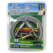 Four Paws Dog Tie Out Cable - Heavy Weight - Black 15&#39; Long Cable - £52.94 GBP