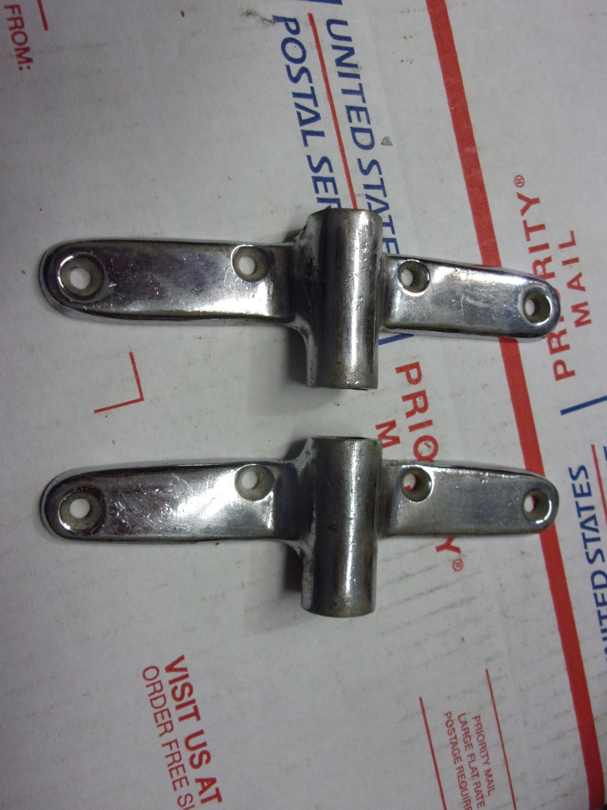 Vintage Pair Polished Bronze nickel chrome side mount Oar Lock Sockets - $88.11