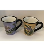  Pamela Gladding  Floral Mug / Cup Set of 2 Yellow and Purple - £7.76 GBP