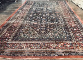 Antique Per&#39;sian Bidjar Rug 8x15 Navy Blue Red Low Pile Palace Size Rare Bijar - £13,070.57 GBP