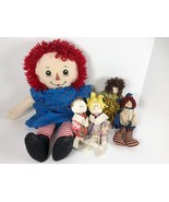 Lot of 5 Primitive Folk Art Cloth Dolls Feedsack Raggedy Ann Handmade Si... - £10.27 GBP