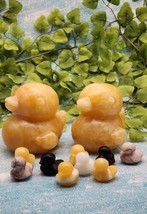 Yellow Calcite Duck Family With 9 Assorted Gemstone Ducklings, Duck Fans Gift - £59.22 GBP