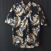 Cafe Luna M Black Cotton Hawaiian Casual Shirt Swordfish Leaves Floral S... - £10.39 GBP