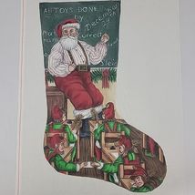 Handpainted Needlepoint Canvas Elves Santa XMAS Stocking Liz Goodrick Di... - €450,83 EUR