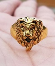 Punjabi Sikh Lion Brass Ring Golden Sharukh Khan Movie Jawan Evil Eye Protection - £12.58 GBP