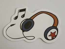 Headphones with Music Note Cartoon Multicolor Music Theme Sticker Decal Awesome - £1.83 GBP