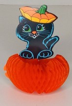 Vintage Halloween BEISTLE Black Cat Pumpkin Honeycomb Table Decor Center... - $15.84