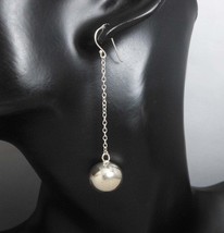 Drop Ball Dangle Earrings 925 Sterling Silver, Handmade Women 14mm Ball Earrings - £35.97 GBP